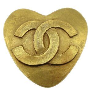 Chanel Heart Brooch Gold 95P 87895